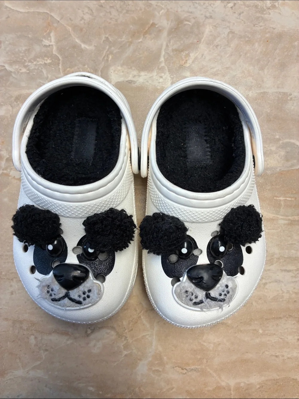 Toddler size 7 CROCS Clogs White Panda Shoes